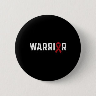 Brain Aneurysm Awareness Burgundy Ribbon Warrior  6 Cm Round Badge