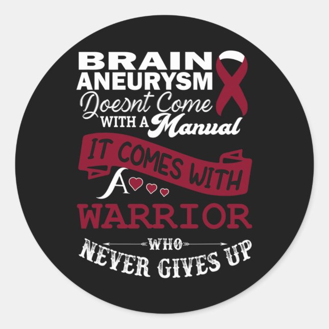 Brain Aneurysm Awareness Burgundy Ribbon Warrior S Classic Round Sticker (Front)