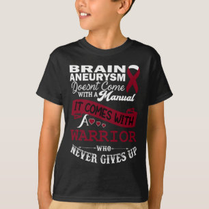 Brain Aneurysm Awareness Burgundy Ribbon Warrior S T-Shirt