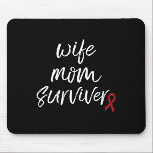 Brain Aneurysm Awareness Burgundy Ribbon Wife Mom Mouse Pad