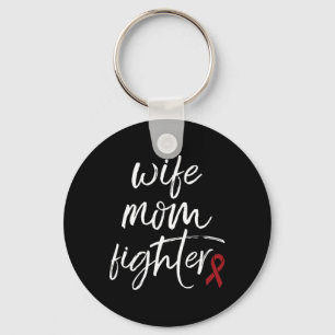 Brain Aneurysm Awareness Burgundy Ribbon Wife Mum  Key Ring