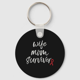 Brain Aneurysm Awareness Burgundy Ribbon Wife Mum  Key Ring