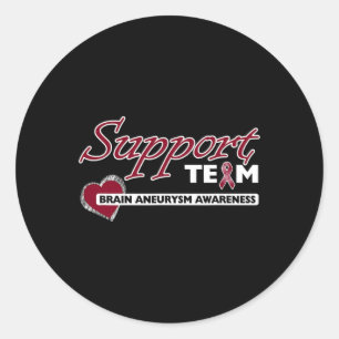 Brain Aneurysm Awareness Burgundy Support Ribbon  Classic Round Sticker