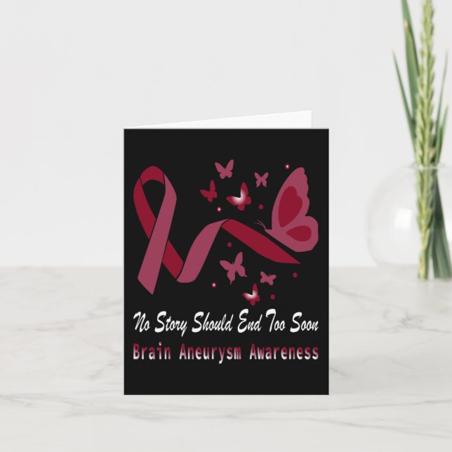 Brain Aneurysm Awareness Butterfly Burgundy Ribbon Card (Front)