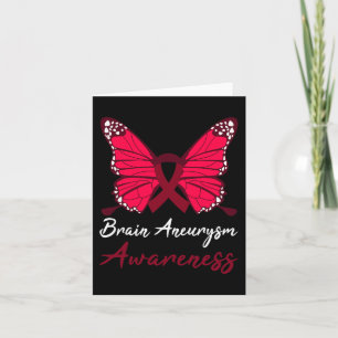 Brain Aneurysm Awareness Butterfly Burgundy Ribbon Card