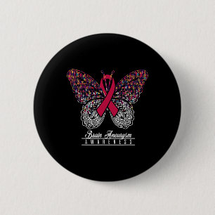 Brain Aneurysm Awareness Butterfly Lovers Gifts  6 Cm Round Badge