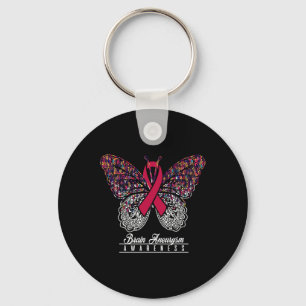 Brain Aneurysm Awareness  Butterfly Lovers Gifts  Key Ring