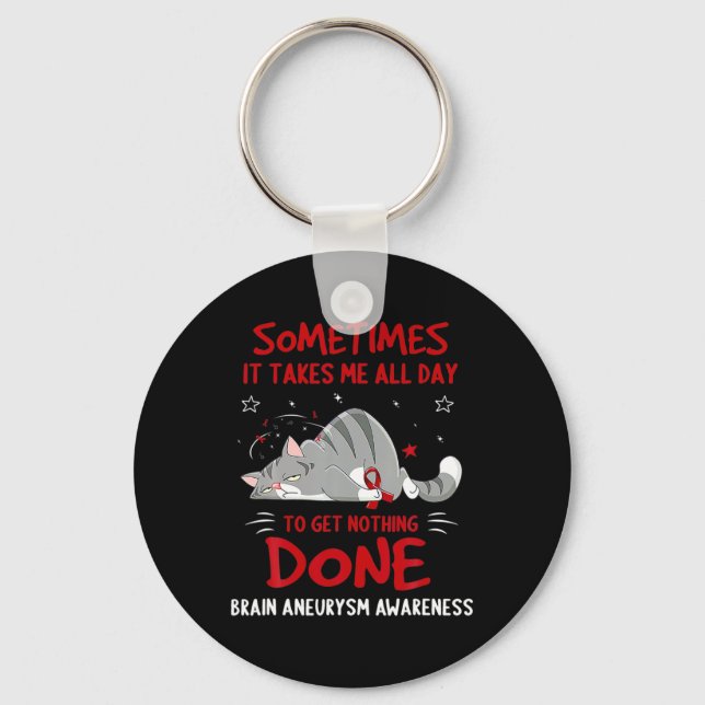 Brain Aneurysm AWARENESS Cute Elephant Sunflower B Key Ring (Front)