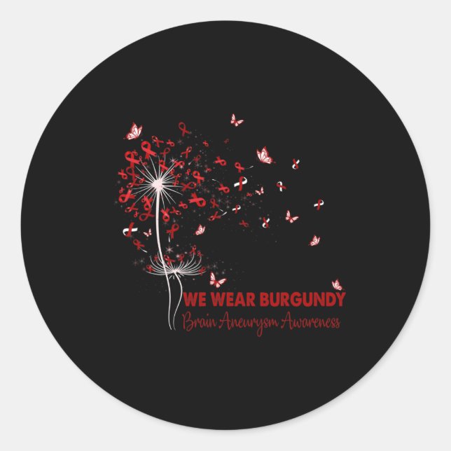 Brain Aneurysm Awareness Faith Hope Love Dandelion Classic Round Sticker (Front)