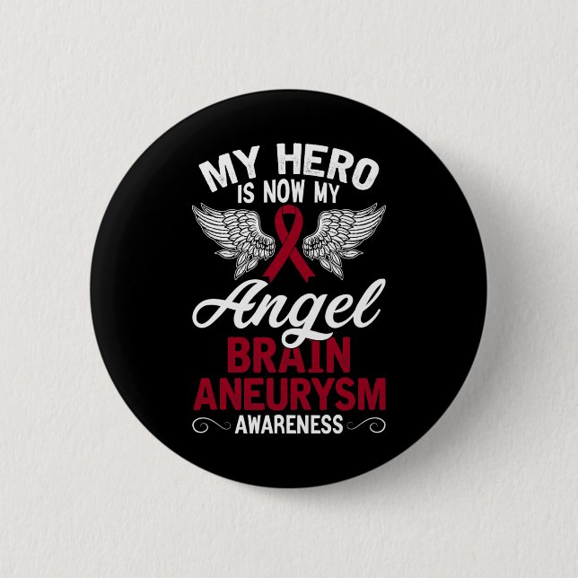 Brain Aneurysm Awareness Gift Burgundy Ribbon 1 6 Cm Round Badge (Front)