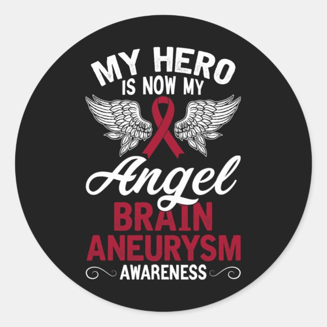 Brain Aneurysm Awareness Gift Burgundy Ribbon 1 Classic Round Sticker (Front)