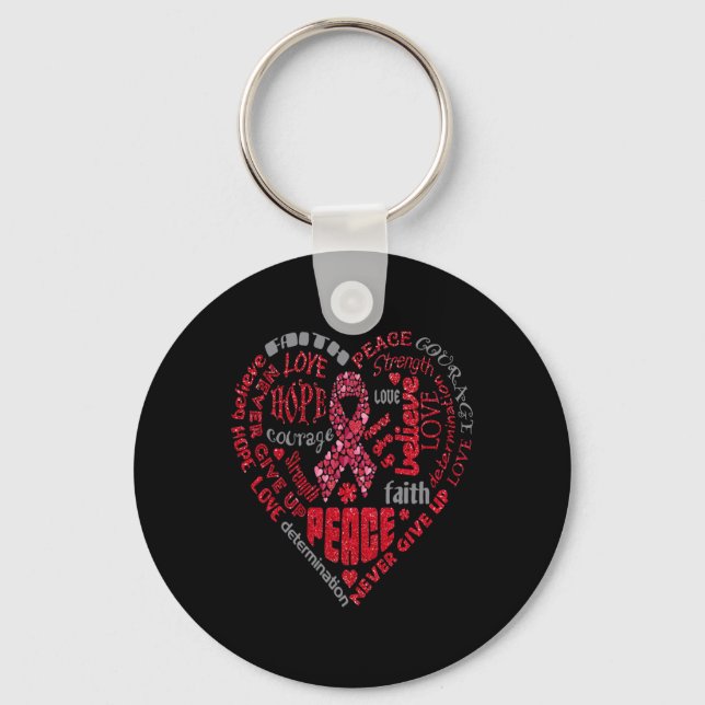 Brain Aneurysm Awareness Heart Words Ba Key Ring (Front)