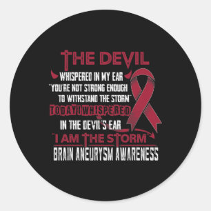 Brain Aneurysm Awareness I Am The Storm Devil Classic Round Sticker