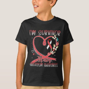 Brain Aneurysm Awareness I'm Survivor Heart Ribbon T-Shirt