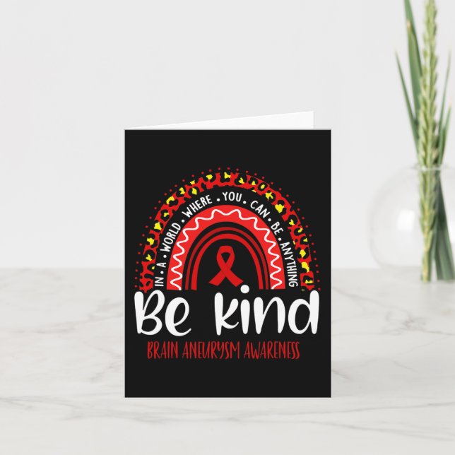 Brain Aneurysm Awareness Leopard Rainbow Choose Ki Card (Front)