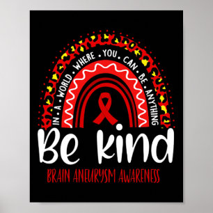Brain Aneurysm Awareness Leopard Rainbow Choose Ki Poster