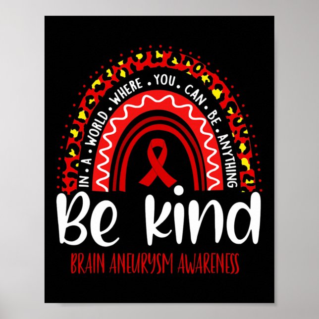 Brain Aneurysm Awareness Leopard Rainbow Choose Ki Poster (Front)