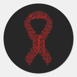 Brain Aneurysm Awareness Month Ribbon With Words  Classic Round Sticker