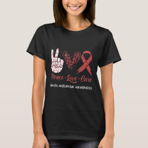 Brain Aneurysm Awareness Peace Love Cure Leopard 1 T-Shirt