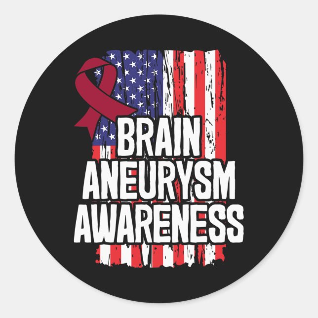 Brain Aneurysm Awareness Ribbon  Classic Round Sticker (Front)