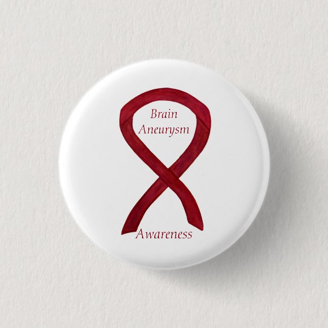 Brain Aneurysm Awareness Ribbon Custom Art Pin (Front)