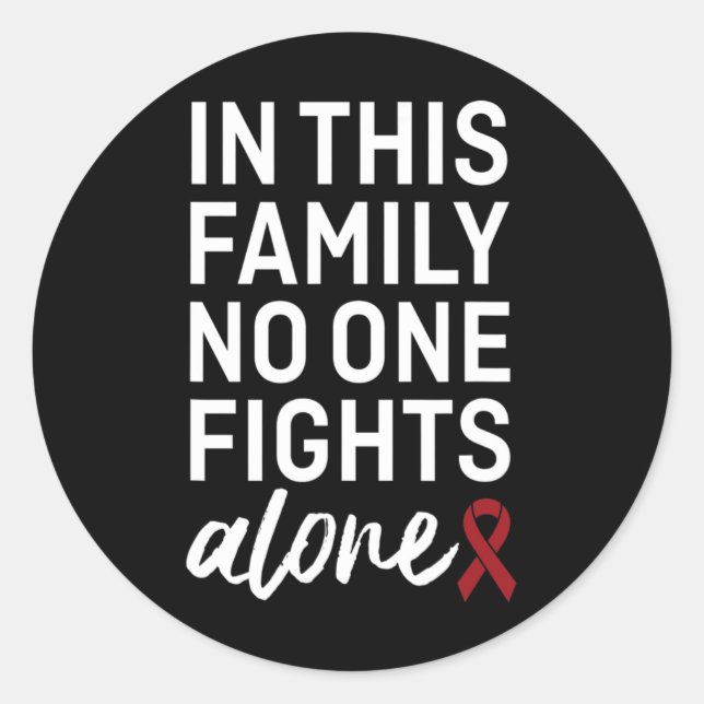 Brain Aneurysm Awareness Ribbon Family Support Gro Classic Round Sticker (Front)