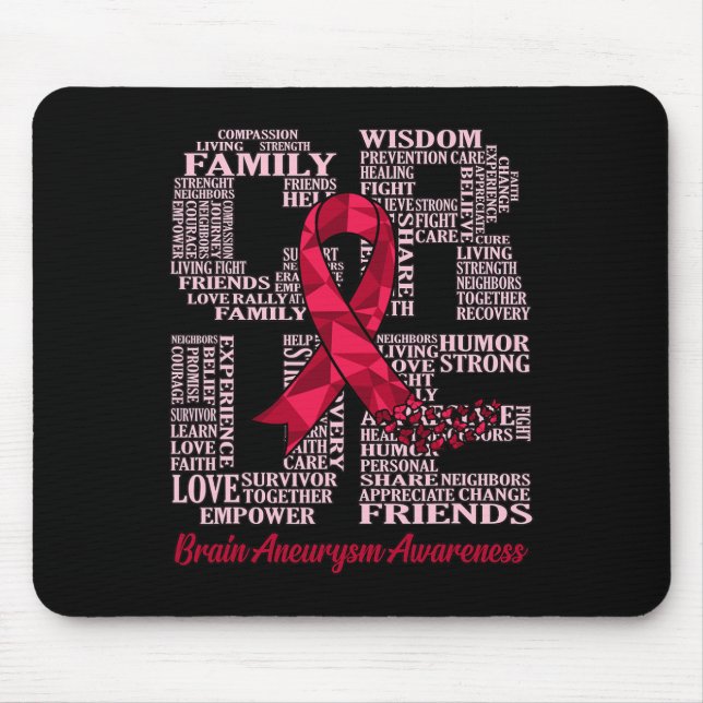Brain Aneurysm Awareness Ribbon Month Support Grap Mouse Pad (Front)