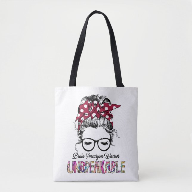 Brain Aneurysm Awareness Ribbon Support Gifts Tote Bag (Front)
