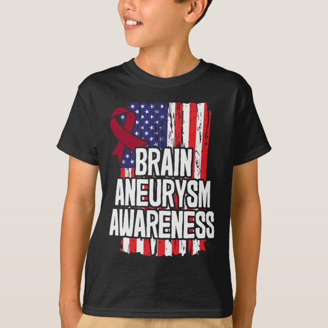 Brain Aneurysm Awareness Ribbon  T-Shirt (Front)