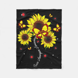 Brain Aneurysm Awareness Sunflower Butterfly Ribbo Fleece Blanket