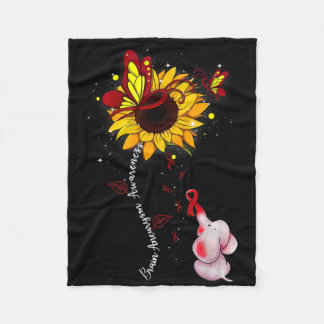 Brain Aneurysm Awareness Sunflower Elephant Men  Fleece Blanket