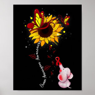 Brain Aneurysm Awareness Sunflower Elephant Men Poster