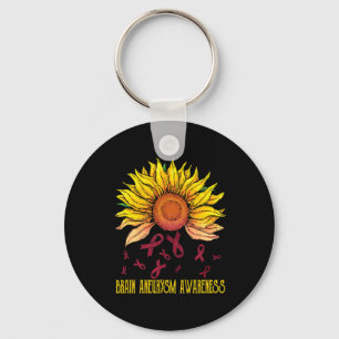 Brain Aneurysm Awareness Sunflower Key Ring