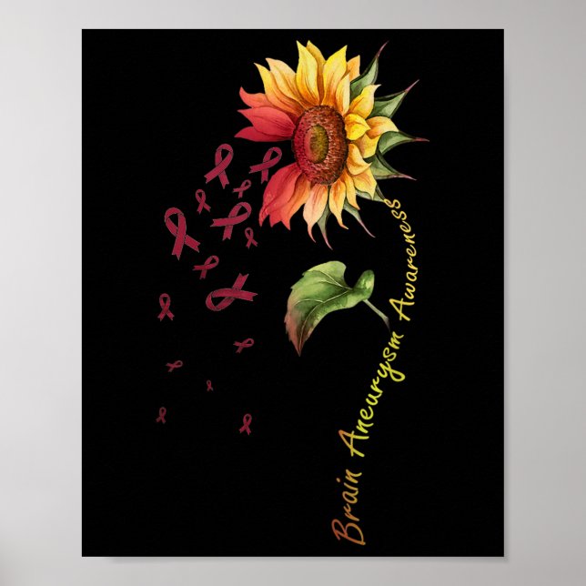 Brain Aneurysm Awareness Sunflower Shirt  Poster (Front)