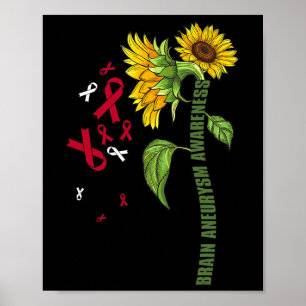 Brain Aneurysm Awareness Sunflower Surgery Support Poster