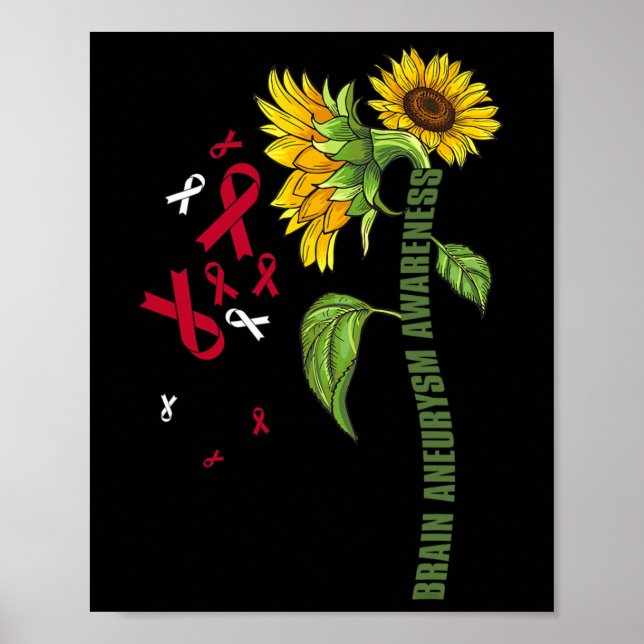 Brain Aneurysm Awareness Sunflower Surgery Support Poster (Front)
