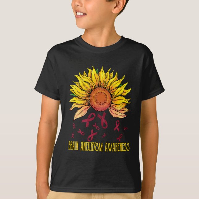 Brain Aneurysm Awareness Sunflower  T-Shirt (Front)