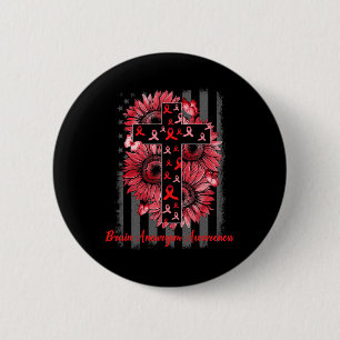 Brain Aneurysm Awareness Sunflower Warrior Support 6 Cm Round Badge