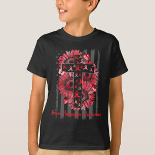 Brain Aneurysm Awareness Sunflower Warrior Support T-Shirt