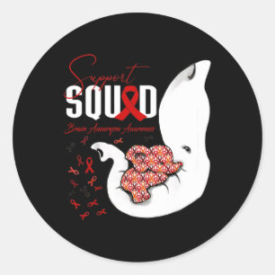 Brain Aneurysm Awareness Support Squad Elephant Classic Round Sticker