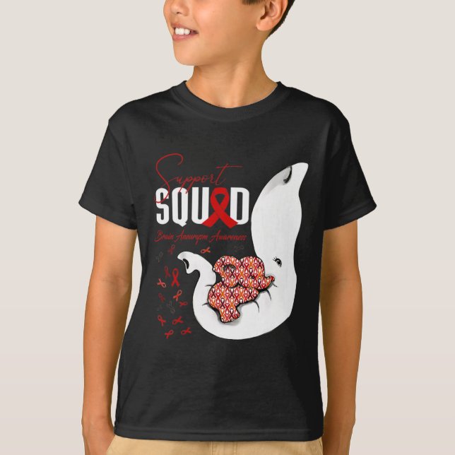Brain Aneurysm Awareness Support Squad Elephant  T-Shirt (Front)