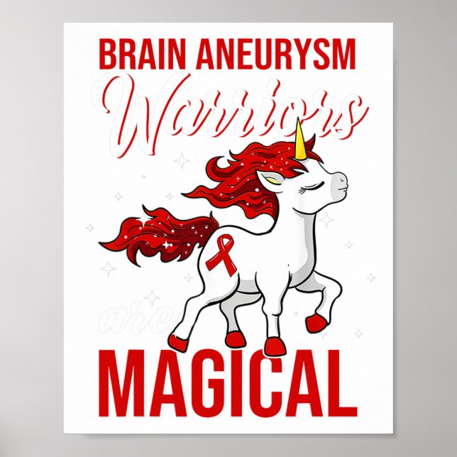 Brain Aneurysm Awareness Warrior Fun Unicorn  Poster (Front)