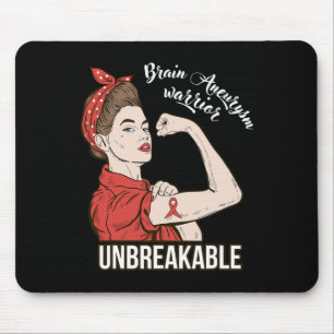 Brain Aneurysm Awareness Warrior Unbreakable Tee Mouse Pad