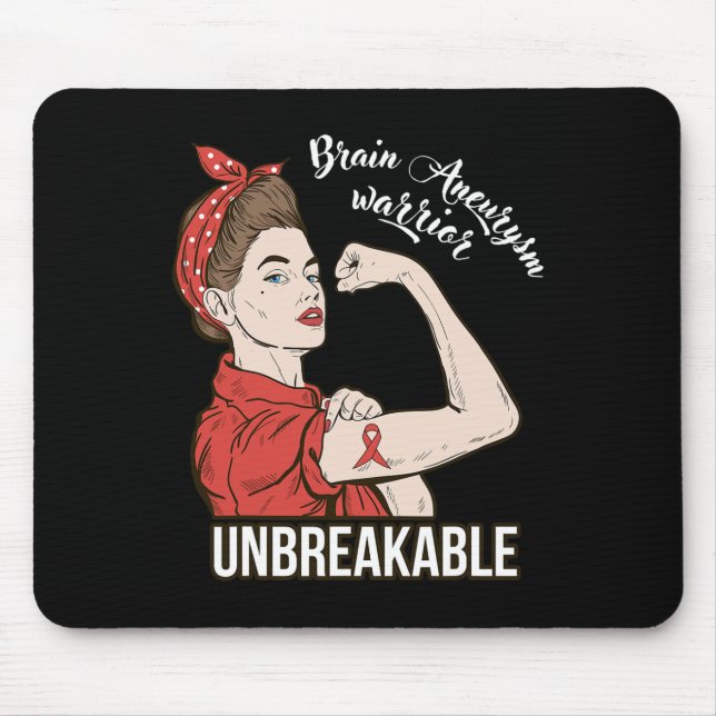Brain Aneurysm Awareness  Warrior Unbreakable Tee  Mouse Pad (Front)