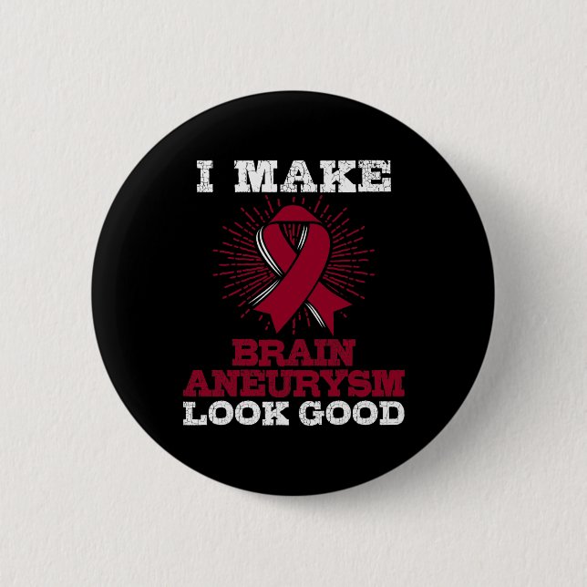 Brain Aneurysm  Burgundy Awareness Ribbon 6 Cm Round Badge (Front)