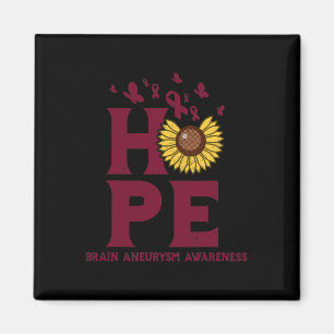 Brain Aneurysm Burgundy Hope Vintage Sunflower Awa Magnet