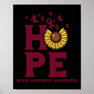 Brain Aneurysm Burgundy Hope Vintage Sunflower Awa Poster