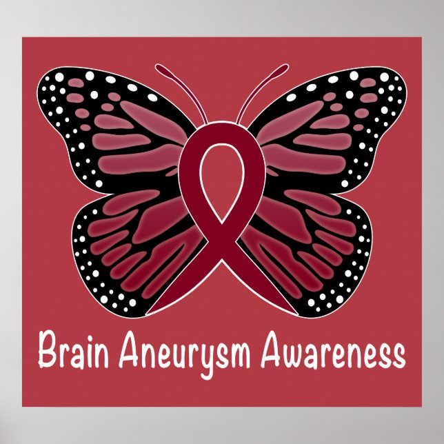 Brain Aneurysm Butterfly Awareness Ribbon Poster (Front)