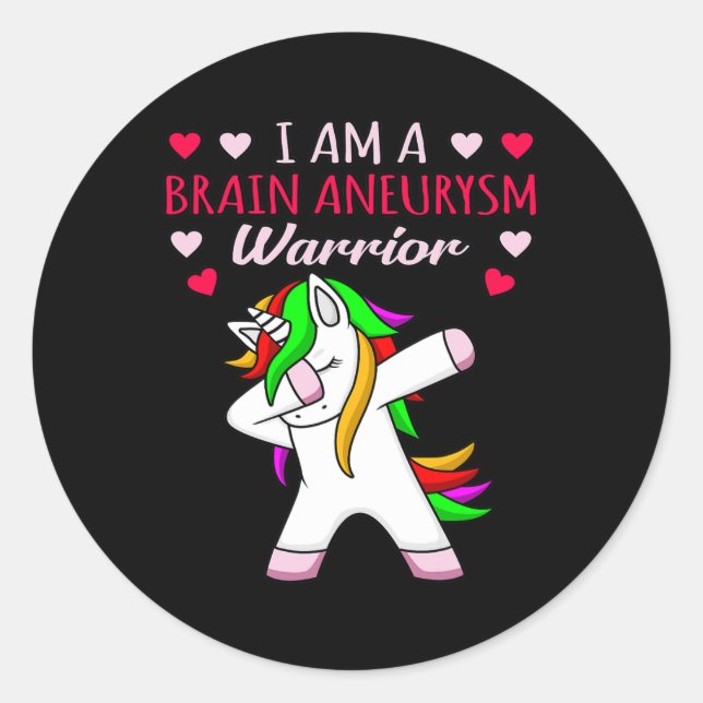 Brain Aneurysm Warrior Awareness Month Support Gra Classic Round Sticker (Front)