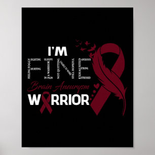 Brain Aneurysm Warrior I'm Fine Feather  Poster